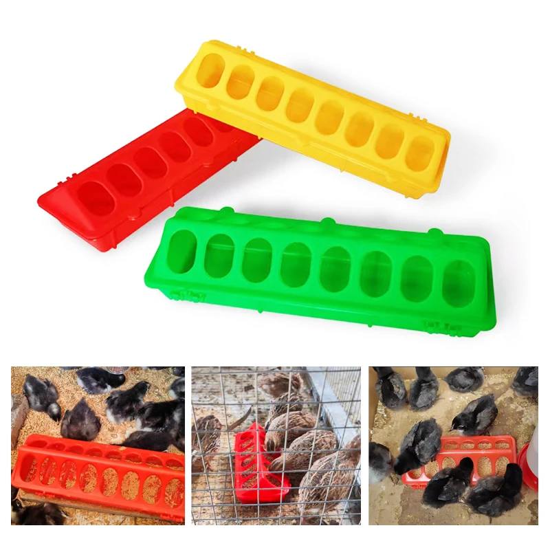 

30cm Chicken Feeder Double Row 16 Holes Poultry Ground Clamshell Feeding Chicken Groove Breeding Supplies