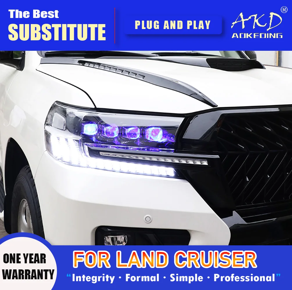 

AKD Head Lamp for TOYOTA Land Cruiser LED Headlight 2016-2020 Headlights LC200 DRL Turn Signal High Beam Angel Eye Projector