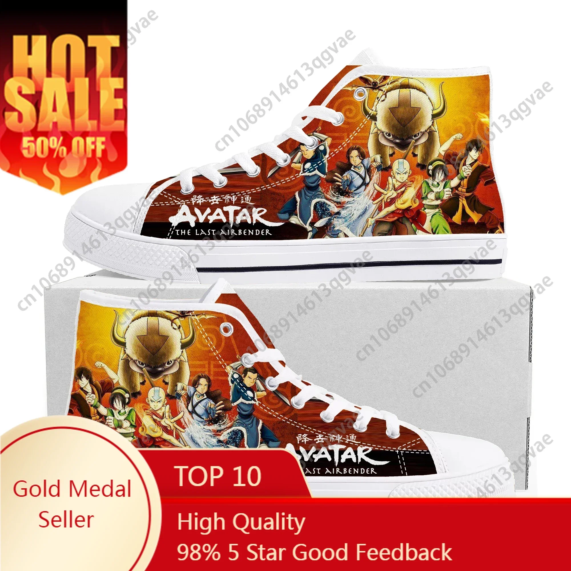 

Avatar The Last Airbender High Top Sneakers Mens Womens Teenager Canvas Lightweight Sneaker Casual Couple Custom Made Shoes