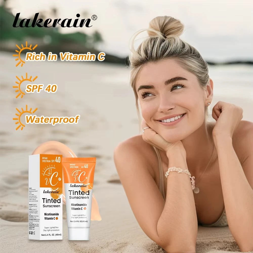 Vitamin C Tinted Sunscreen With SPF 40 Hydrating Mineral Sunscreen With Zinc Oxide & Titanium UV Protection Dioxide Healthy Glow