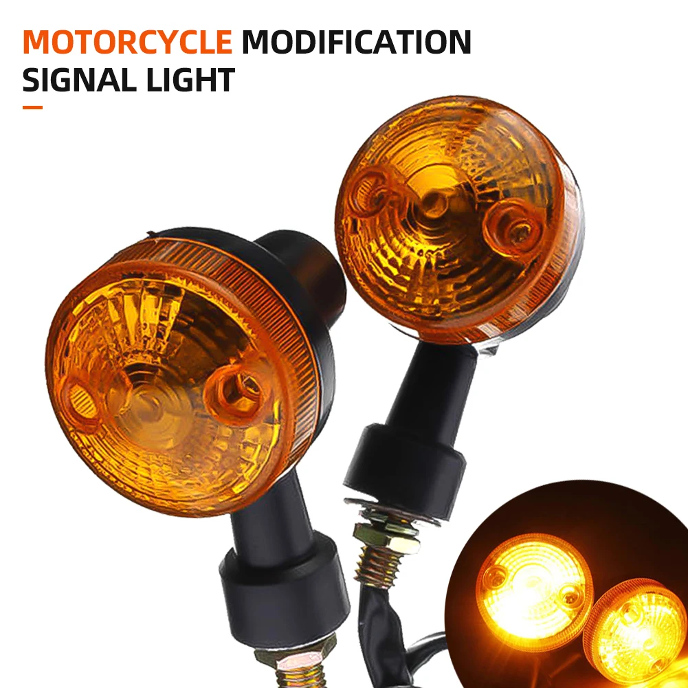 2Pcs Universal 12V Motorcycle LED Turn Signal Lights Round Indicator Lamp Amber Flashers for Suzuki Honda Kawasaki