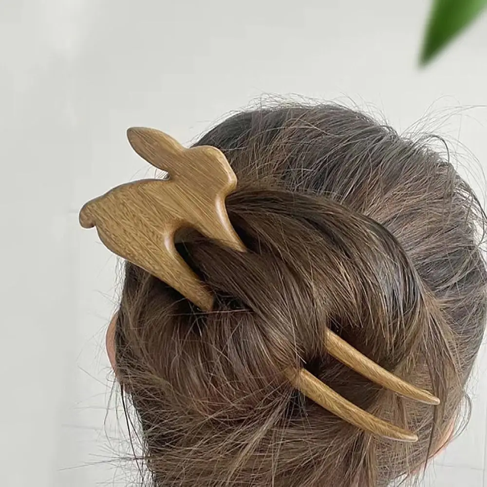 Bastoncini per capelli a forma di U per ragazze fermagli per capelli coreani animali forchetta per capelli cinese forcine per capelli in legno da