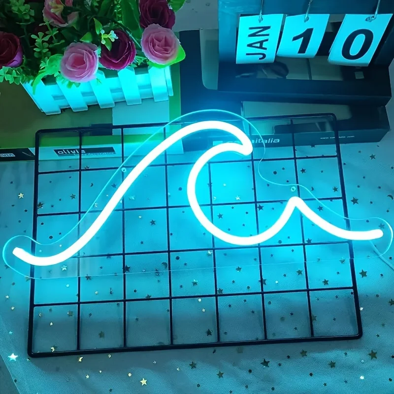

Wave Neon, USB with Switch Powered, Bar, Dorm Room, Birthday Gifts, Christmas Gifts, Tropical Decoration for Wedding Parties