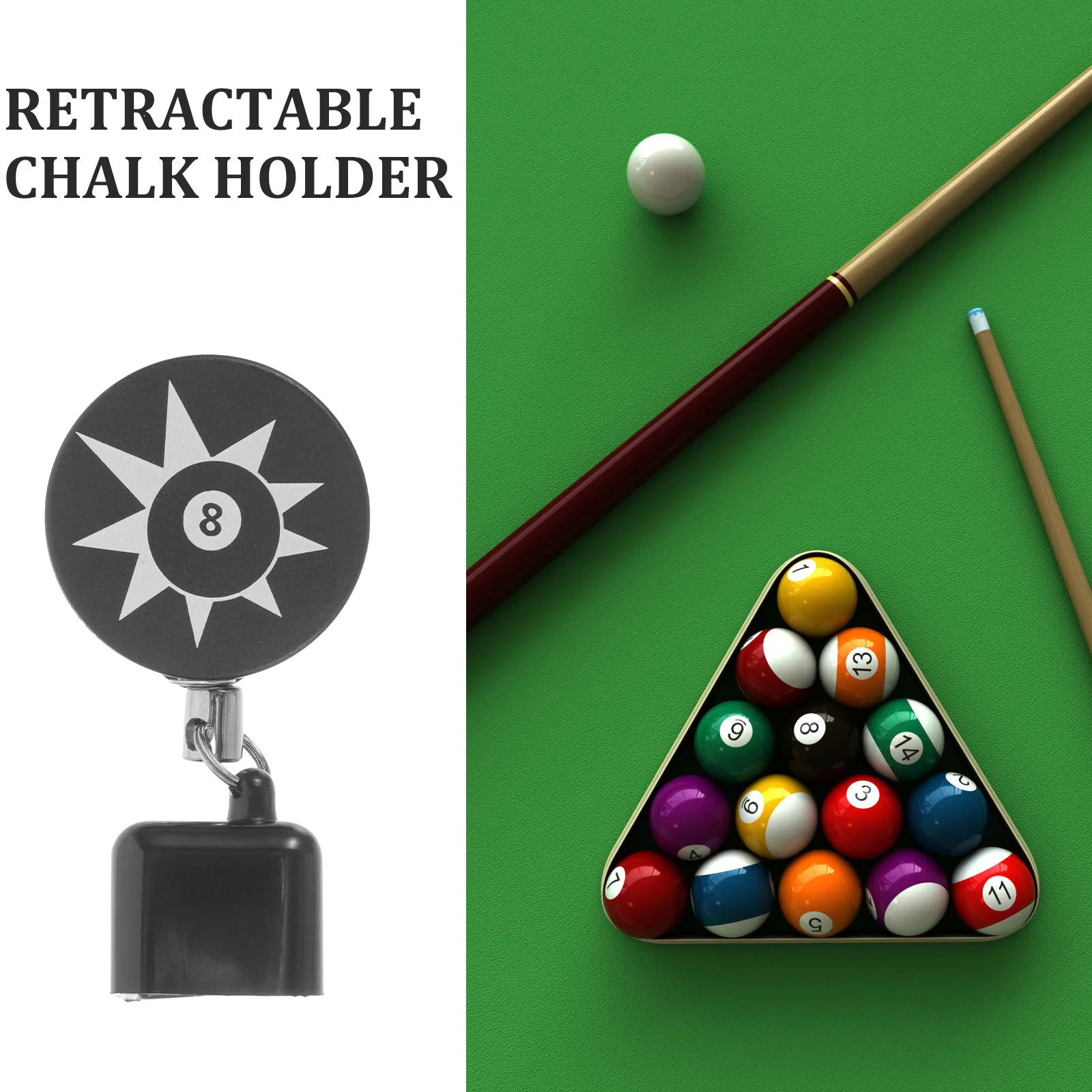 

Premium Retractable Pool Holder Durable Portable Billiard Cue Chalk Tool Sturdy Plastic Pool Table Accessory Ergonomic Anti-Wear