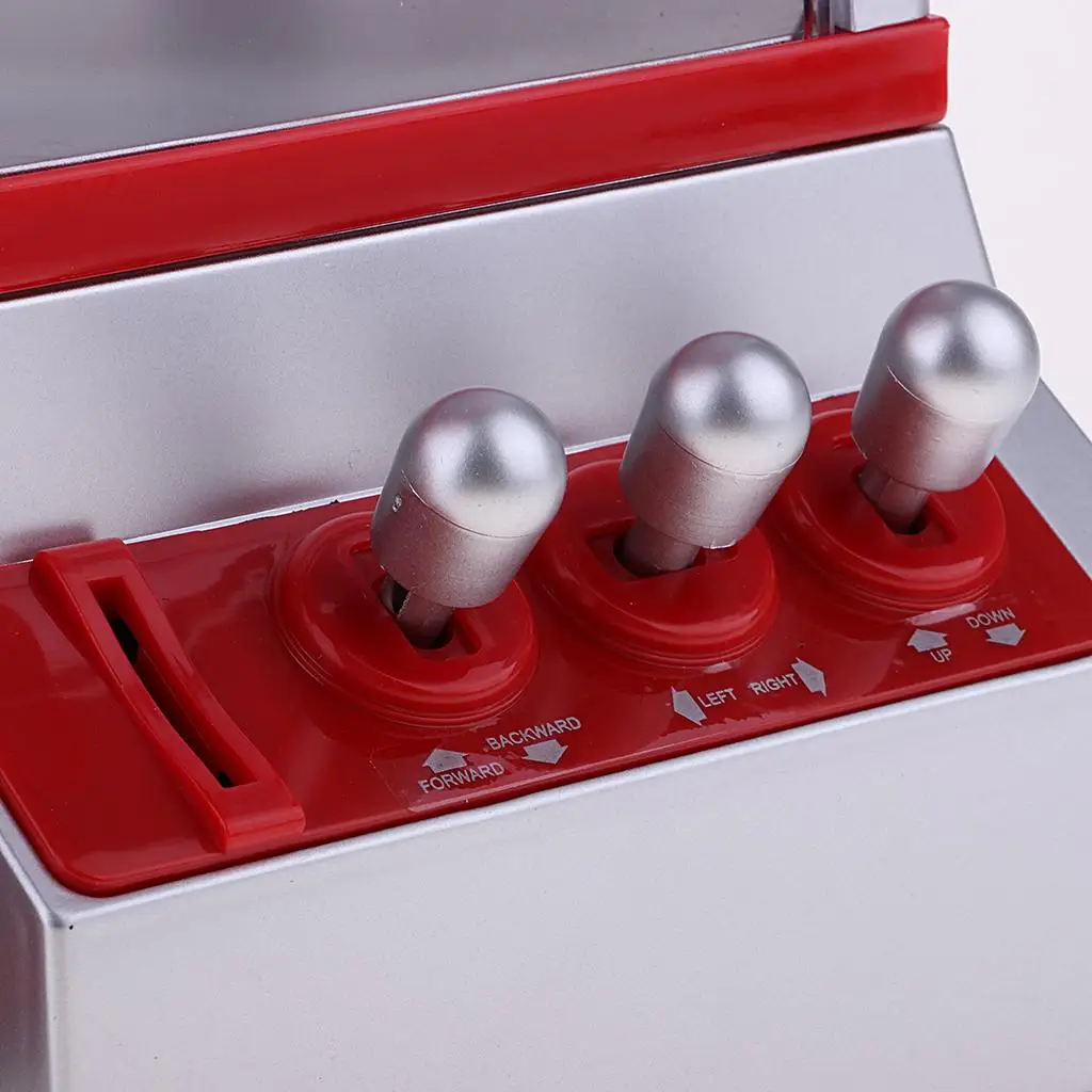 Prize Claw Machine for Kids Party Toy Electronic Arcade Game with Flashing Lights and Music Classic Red Gray Plastic Grabber
