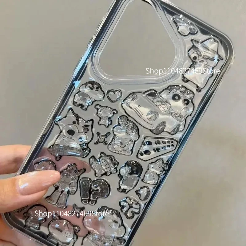 Crayon shin-chan alívio adesivos dos desenhos animados 3d adesivos estereoscópicos moda personalidade delicada decoração do escudo do telefone móvel