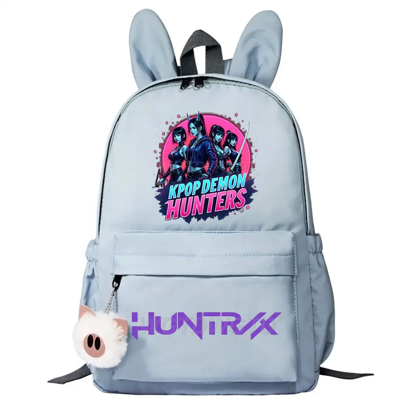 New Rabbit Ears Backpack KPop Demon Hunters HUNTR/X Rumi Mira Zoey Print Student School Bags Boys Girl Cute Cartoon Backpacks