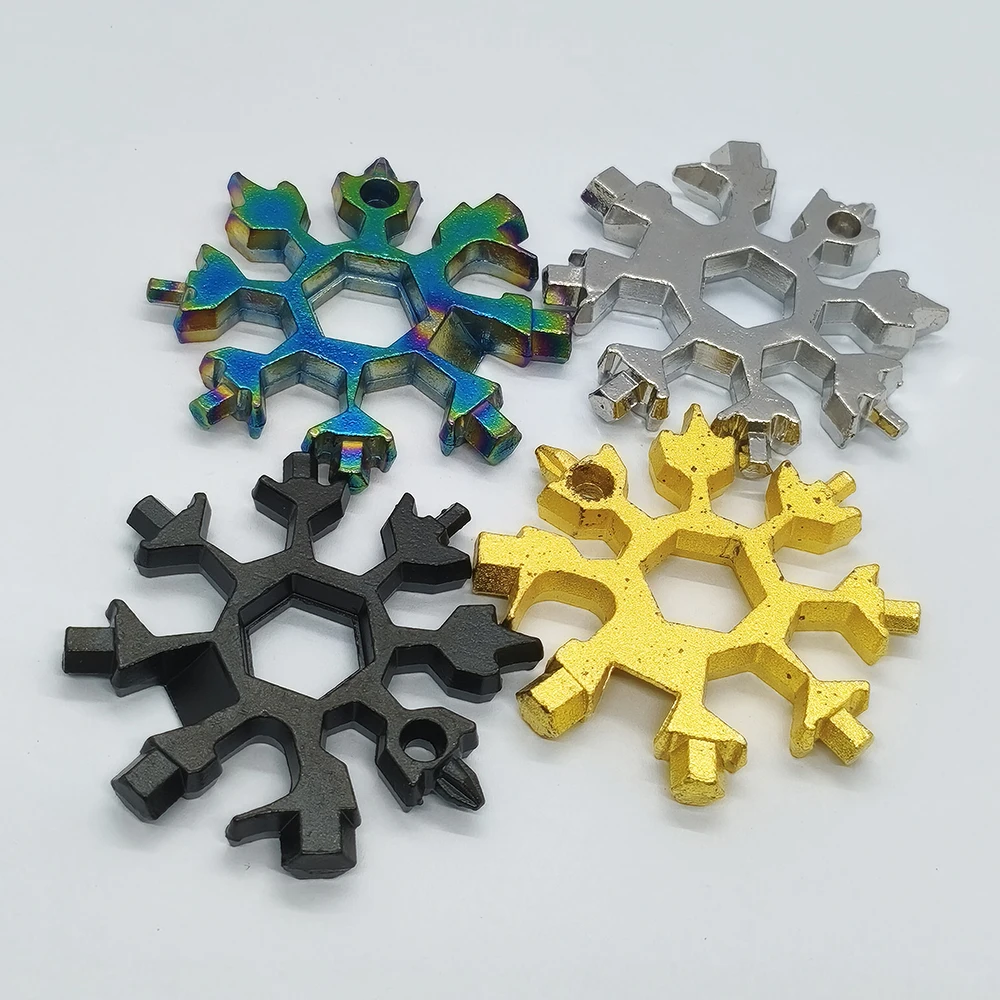 2 Stück Multifunktionaler Mini-Schneeflockenschlüssel Schlüsselanhänger Hochkarbonstahl Achteckiger Sechskant Universelles Tragbares Taschen-Reparatur-Multitool – Detail 6