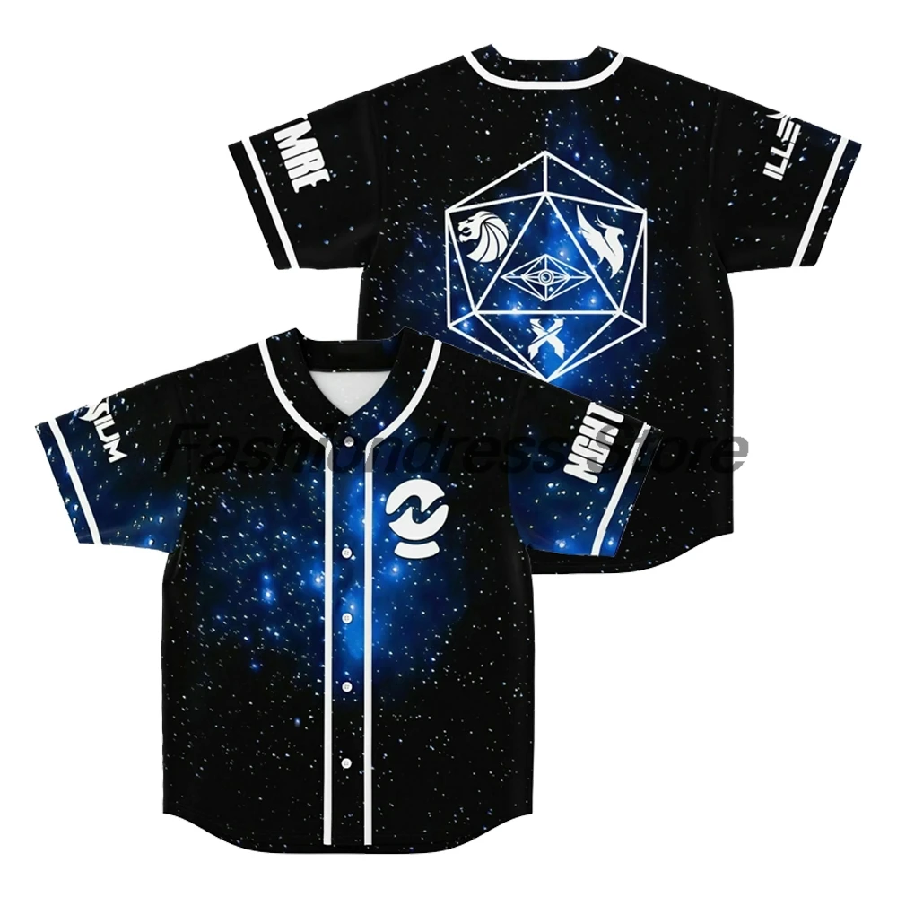 

All in one Baseball Jersey Nghtmre Illenium Excision Slander Seven Lions Short Sleeve Button-up Shirts Women Men Streetwear Tee