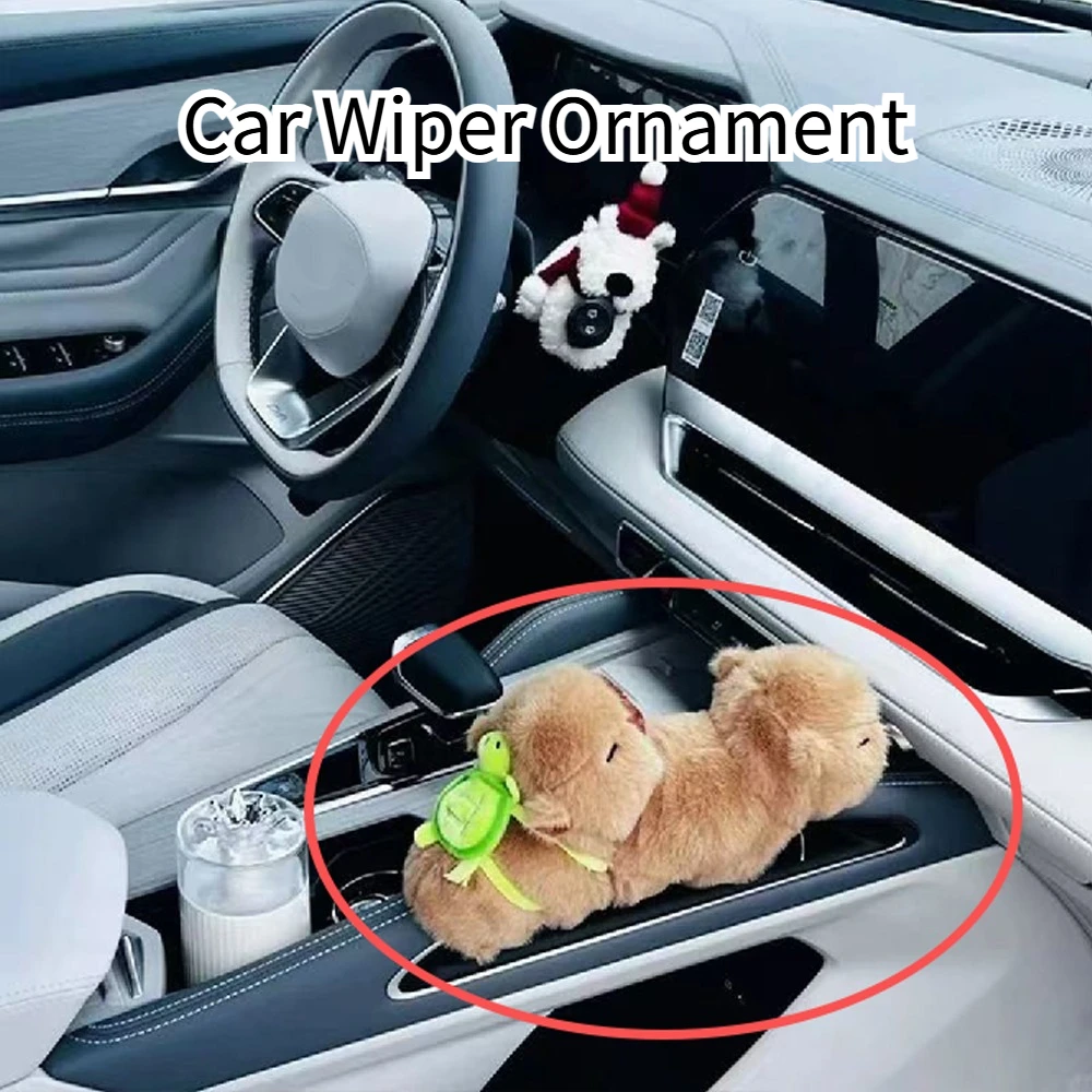 Car Capybara Wiper Ornaments Plush Doll Comfortable Touch  Cute Appearance Snap Bracelet Toy Car Interior Decoration Accessories