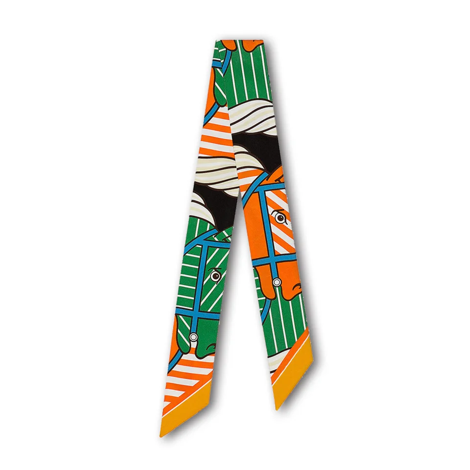 Ladies small ribbon scarf headband streamer wristband fashion new horse print scarf