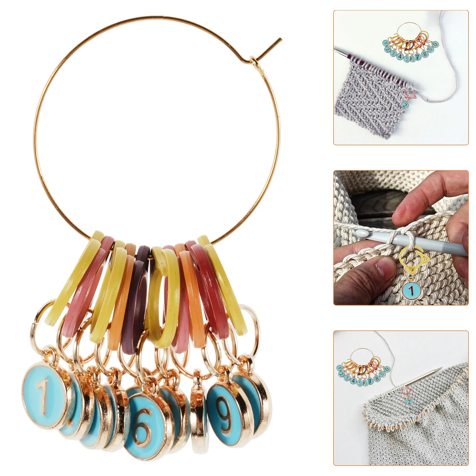 1 ensemble de marqueurs de points de tricot avec oreilles de chat mignonnes, clips de verrouillage en alliage, marqueurs de progression numérotés de 0 à 9, finition émaillée, sans accrocs pour le crochet.