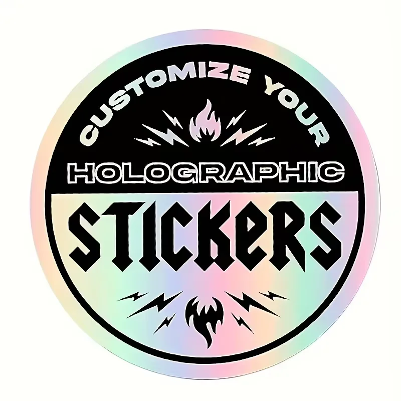 100PCS Customizable Holographic Stickers with Logos Laser Silver Surface for Laptops Skateboards Cars Suitable for Weddings