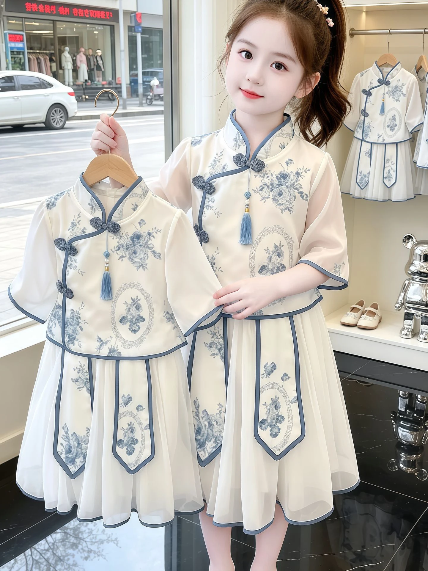 new-chinese-style-girls-summer-outfit-blue-and-white-porcelain-print-sleeveless-two-piece-set-traditional-children'