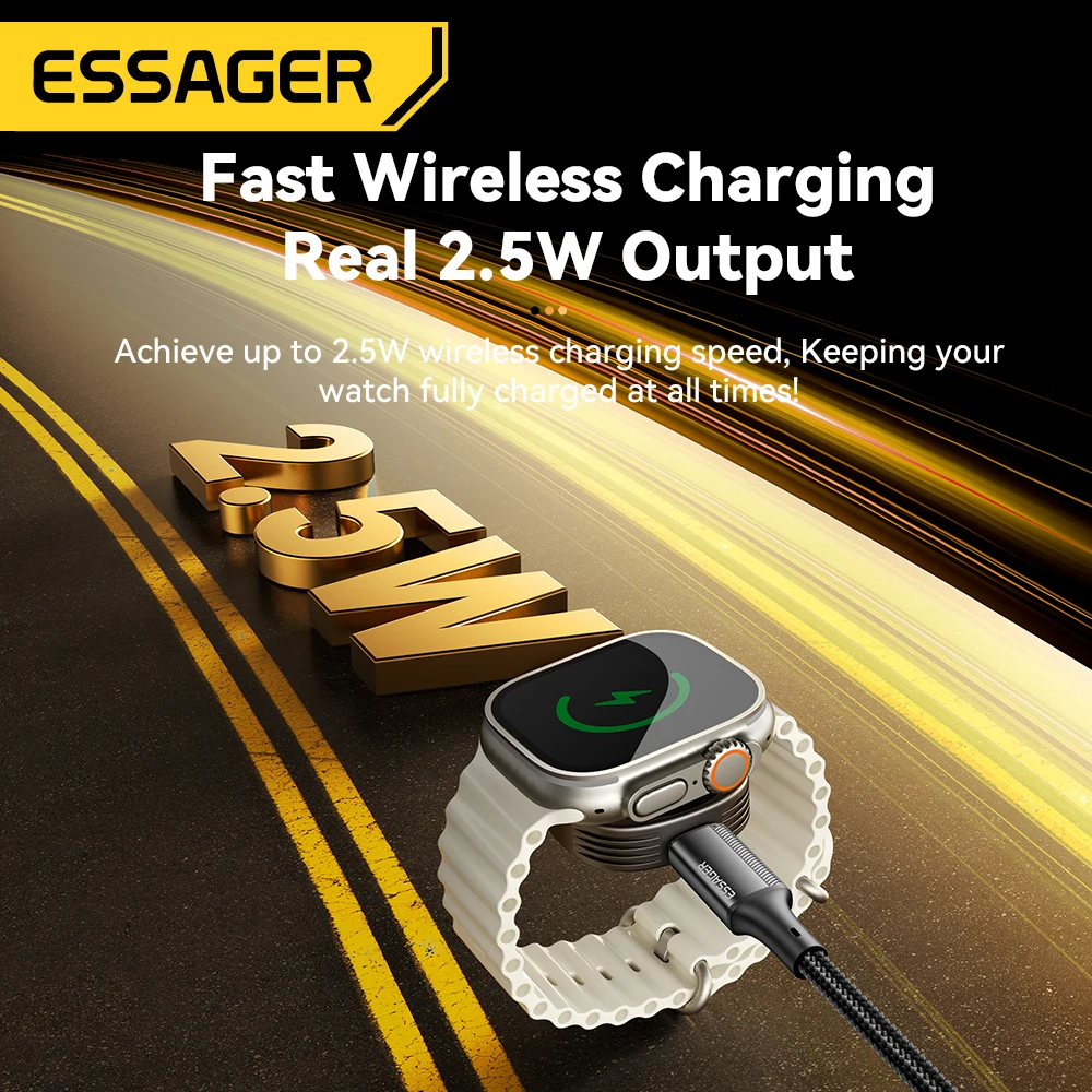 Essager Magnetic Wireless Charger for Apple Watch, USB-C Portable Fast Charging 3