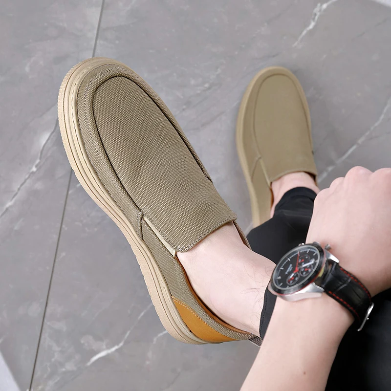 Canvas Shoes Men with Breathable Soft Soles and A Wide Toe Flat Sole New 2023 Summer Thick Soled Driving Old Beijing Cloth Shoes