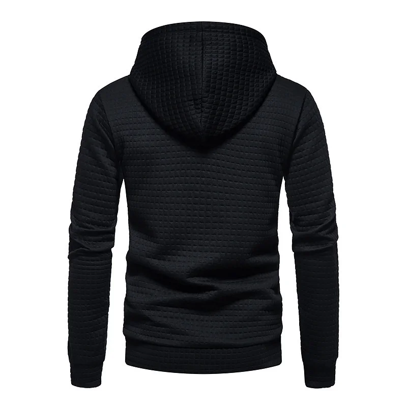 spring autumn New men's jacquard plaid hoodie sweatshirt slim ventilate long sleeve pullover Kangaroo pouch Fashion Daily Hoodie