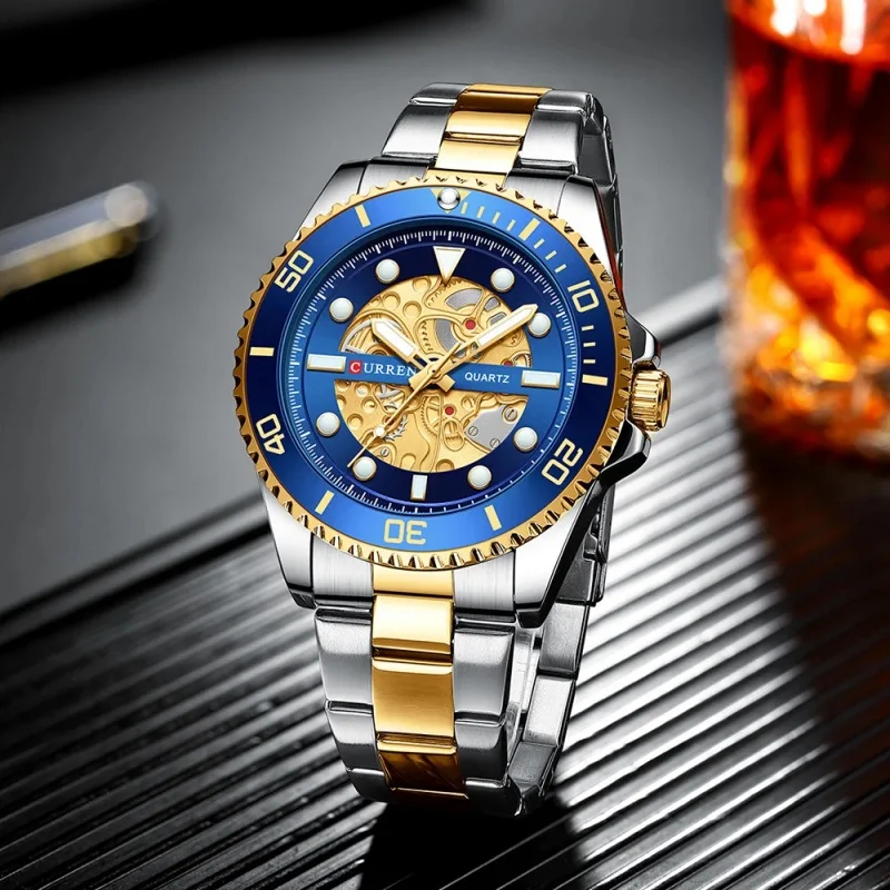 CURREN 8412 Luxury Steel Strip Mechanical Style Watch Night Light Quartz Watch Men's Leisure Business Clock Men's Montre Homme