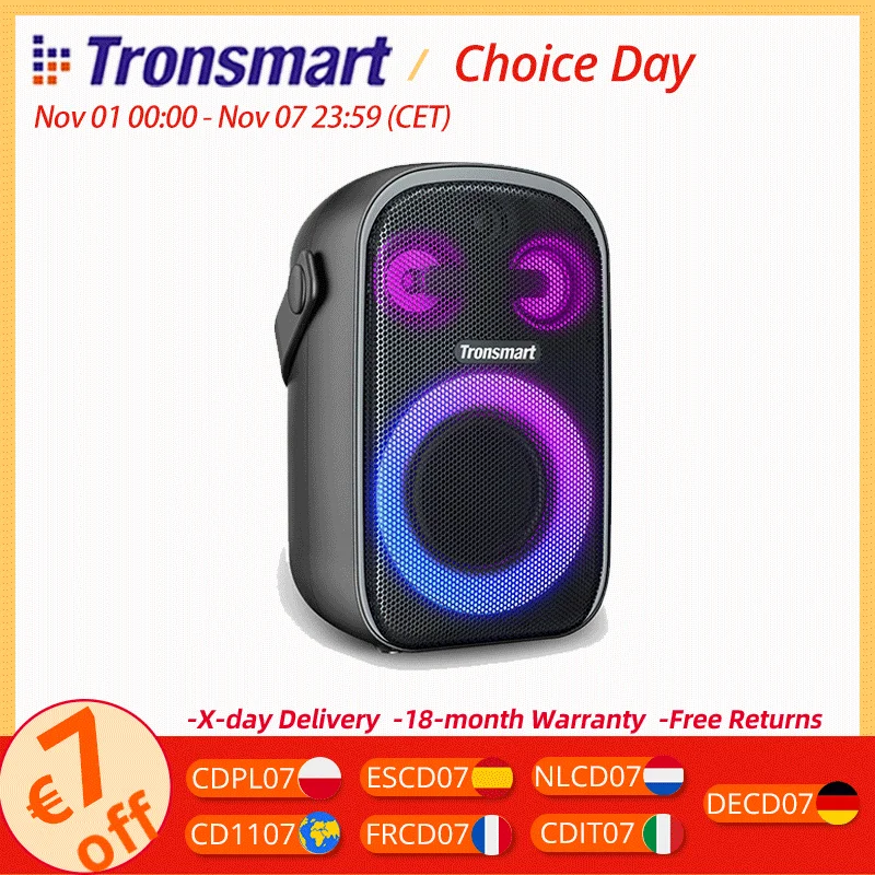 Tronsmart Halo 100 Speaker Bluetooth Portable Party Speaker with3-Way Sound System, Dual Audio Modes, App Control, for Outdoor