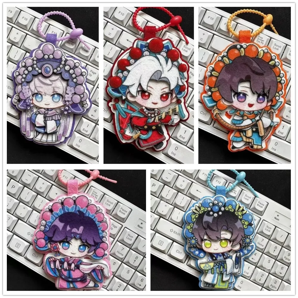 Love and Deepspace Chinese Opera Style Non-woven Fabric Keychain Xavier Zayne Rafayel Ralayo Sylus Caleb Cute Q Version Pendant