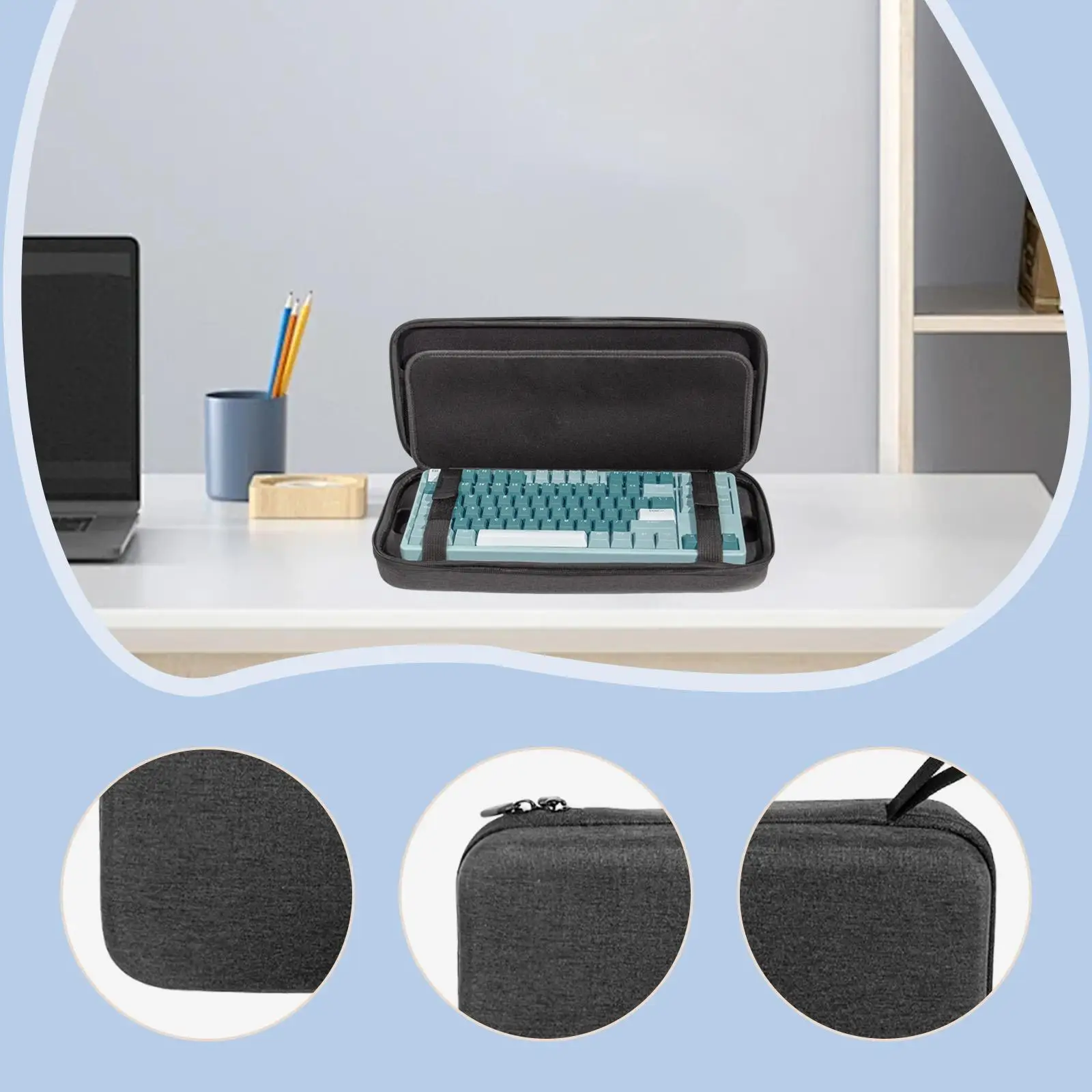 Sturdy EVA Oxford Cloth Keyboard Case Durable Hard Protective Storage for 87 Keys Gaming Computer Use