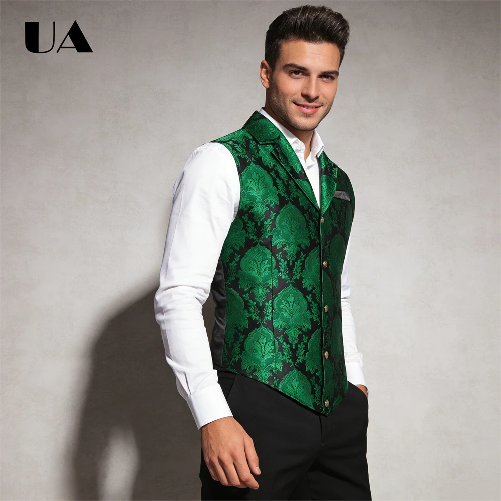 Business & Leisure Professional Suit Vest, Men's Suit Slim Fit Mens Plus Size Waistcoat Jacquard Fashion Waistcoat, Prom Party