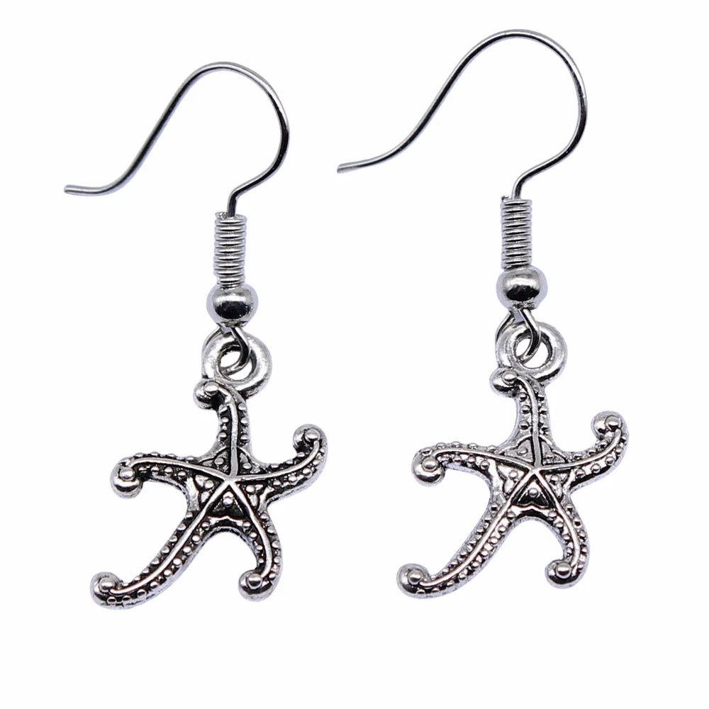 1pair Starfish Set of earrings Phone pendant jewelry for men for you hook Size 18x19mm