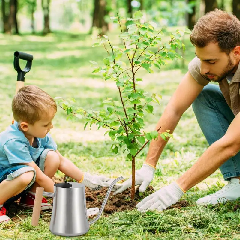 Water Can Metal Stainless Steel Watering Can With Long Spout For Garden Flowers Plants 1L Capacity Sprinkling Pot For Indoor