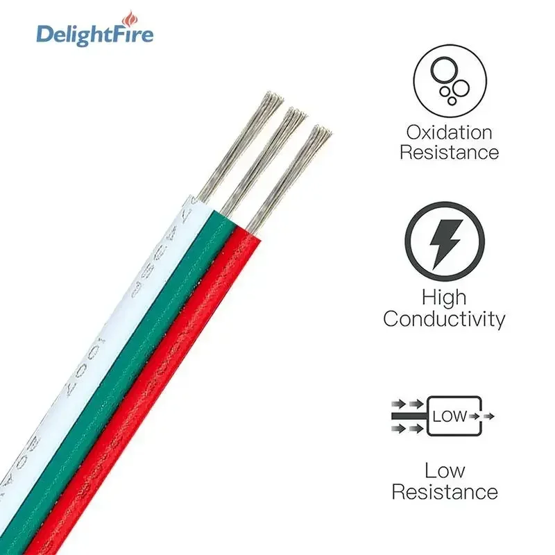3pin White Electrical Wires Tinned Copper LED Cable 18 20 22AWG PVC Flexible Extension Wire For WS2811 WS2812B LED Strip Lights