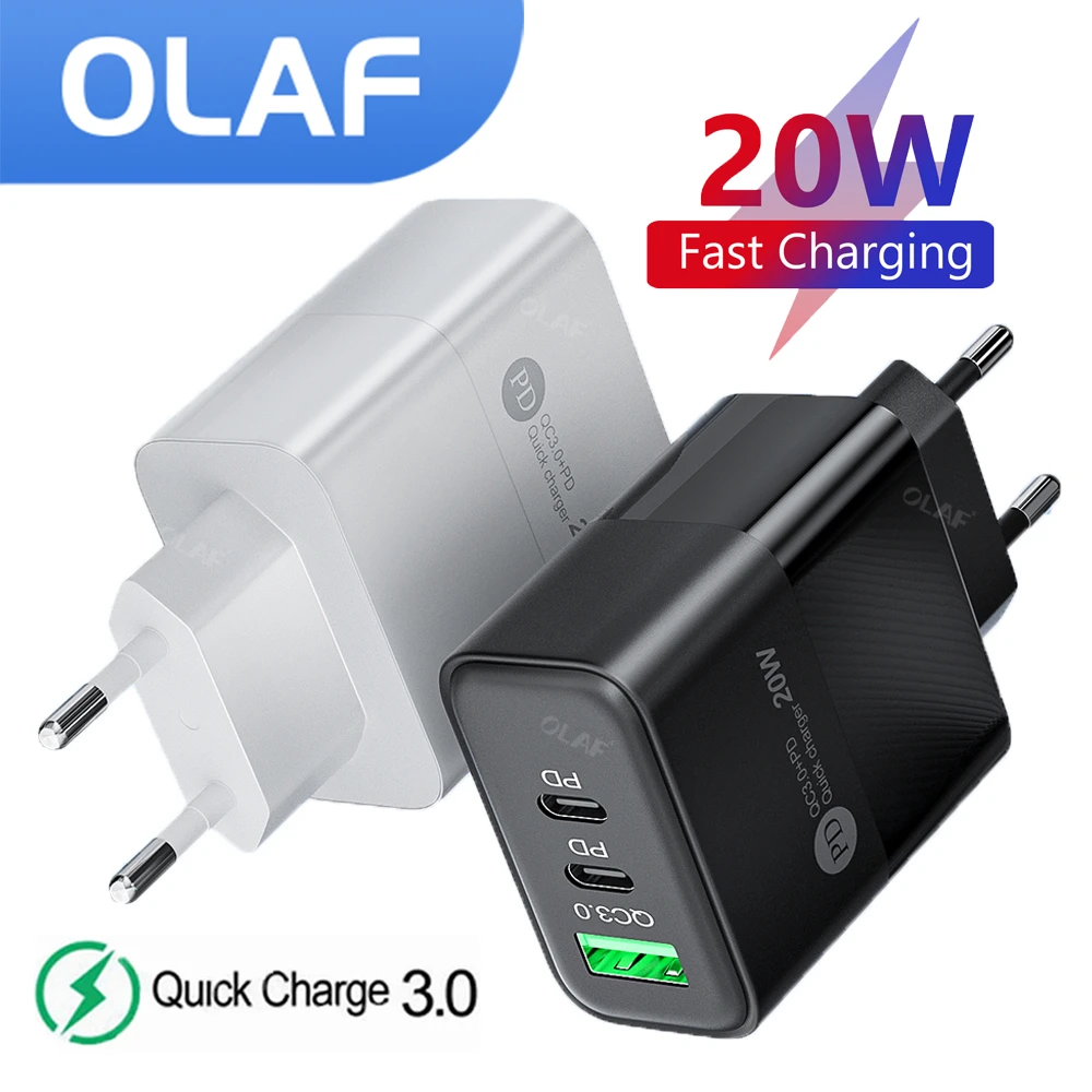 

Olaf 20W USB Charger Quick Charge 3.0 Type C Fast Charging Power Adapter Mobile Phone Charger for iPhone Samsung Xiaomi Chargeur