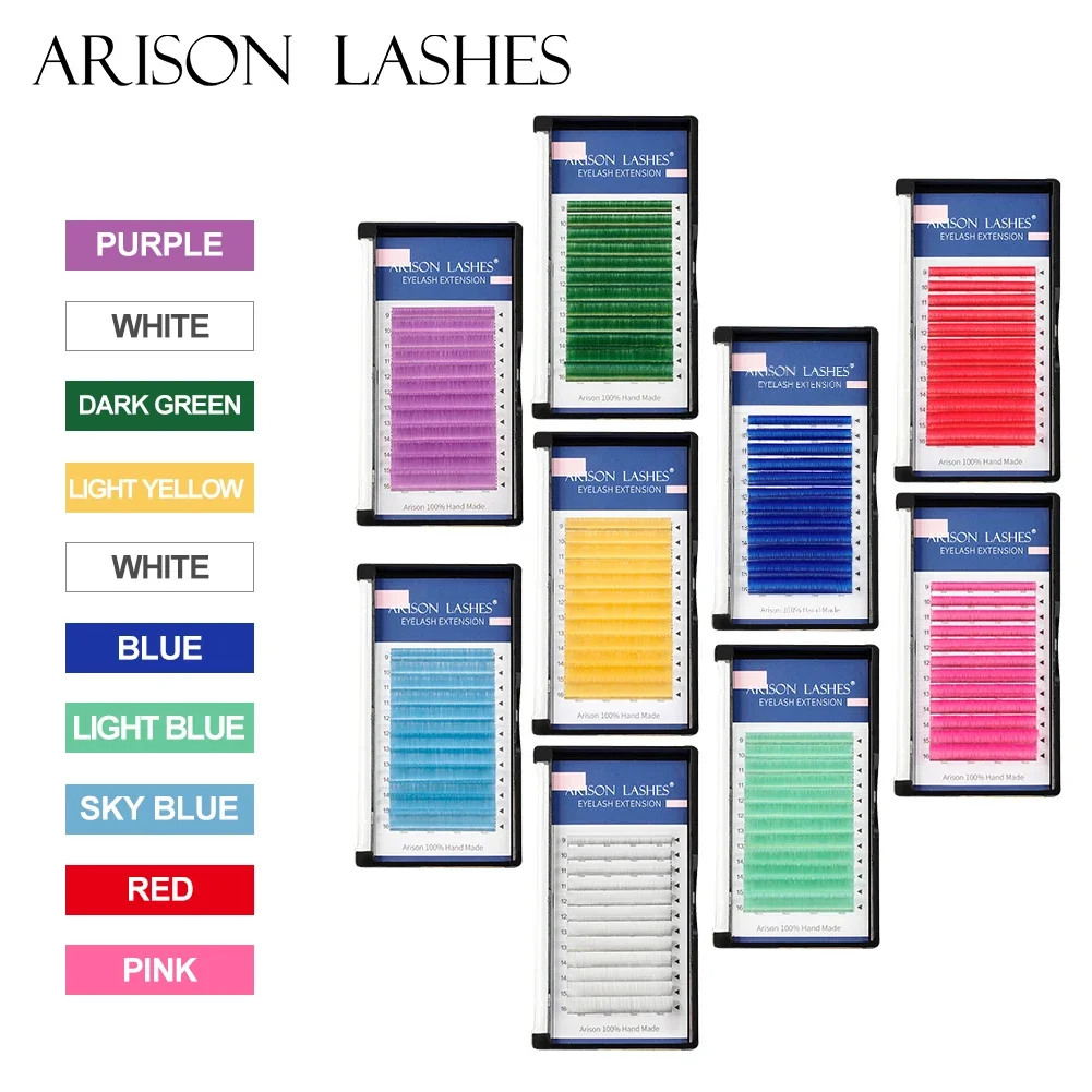 ARISON Easy Fan Volume Individual Colored Lashes High Quality Bloom Eyelash Extension Auto Flowering Rapid Blooming Fans Lashes