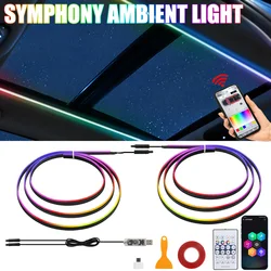 LED Skylight Car Sunroof Ambient Lights Symphony RGB Interior Acrylic Strip USB LED Decoration Atmosphere Lamp Dashboard 110cm