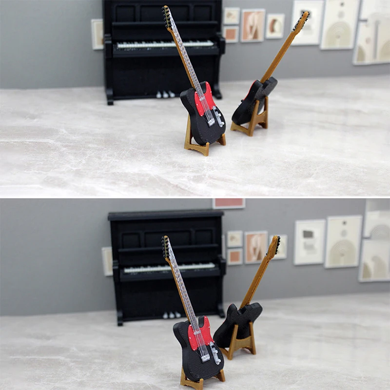 1:12 دمية مصغرة الغيتار الكهربائي الحلي دمية المنزل محاكاة أداة لعبة المشهد الصغير صور الدعائم #5
