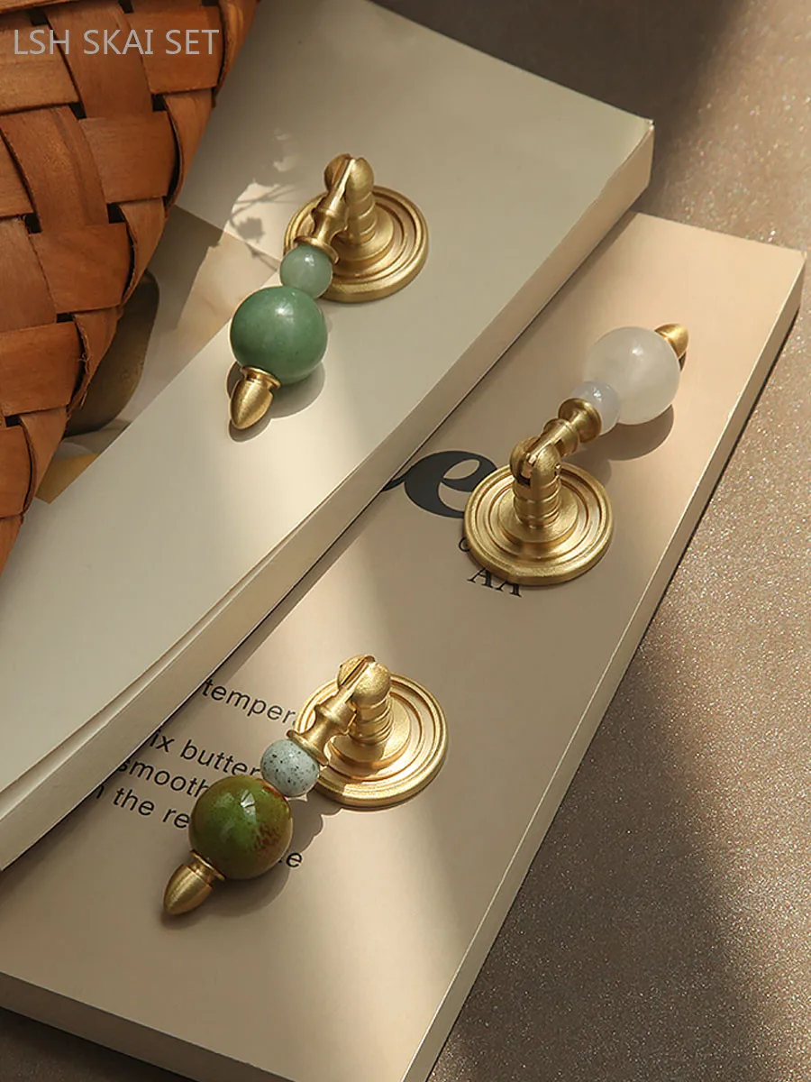 1pc Exquisite Brass Kitchen Cabinet Handles Dressing Table Drawer Knobs High-end Crystal Knob Furniture Hardware Door Handle