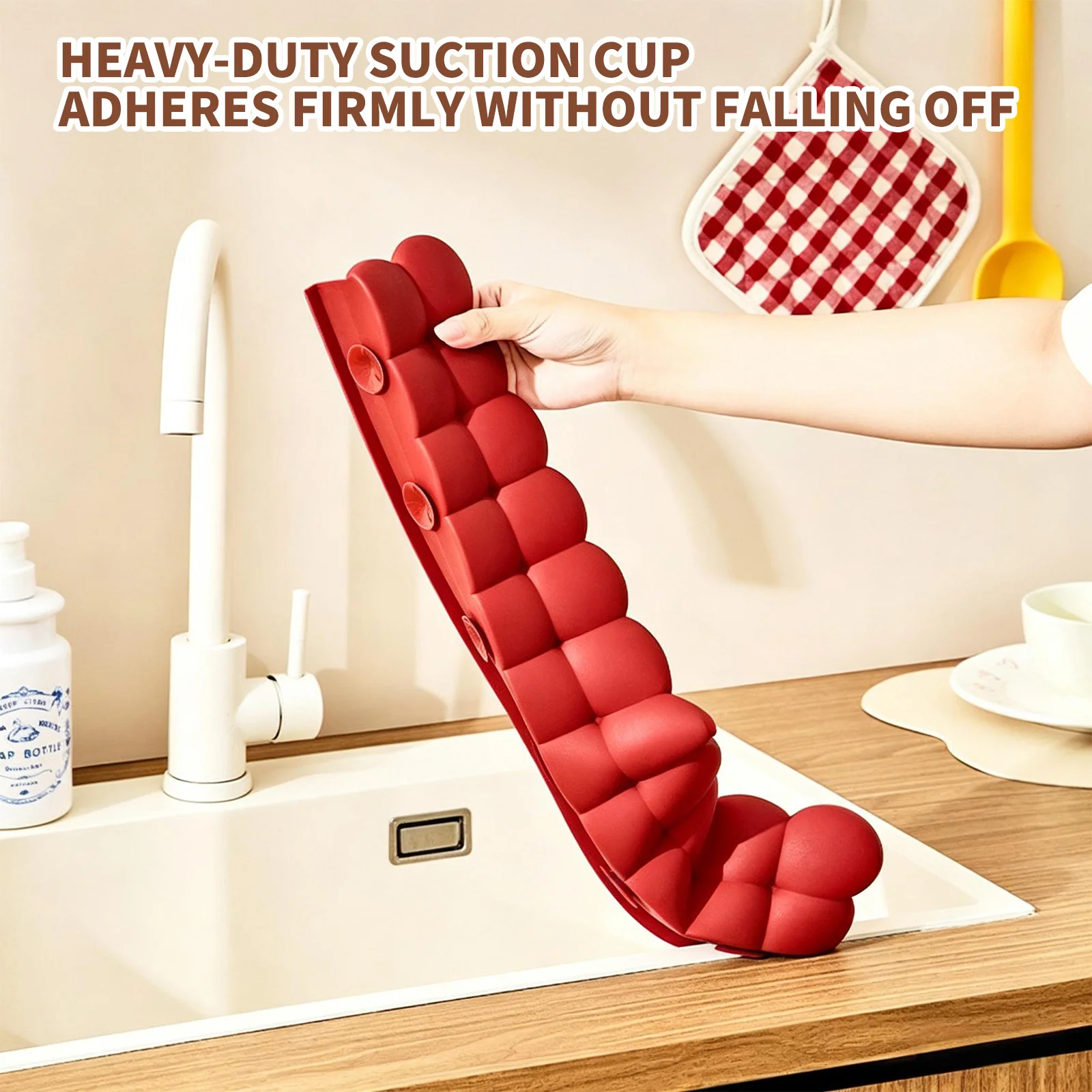 Silicone Water Retaining Dam Strip with Suction Cups Water Strip Dam Easy To Clean for Kitchen Sink Cooktop Bathroom Tub Use