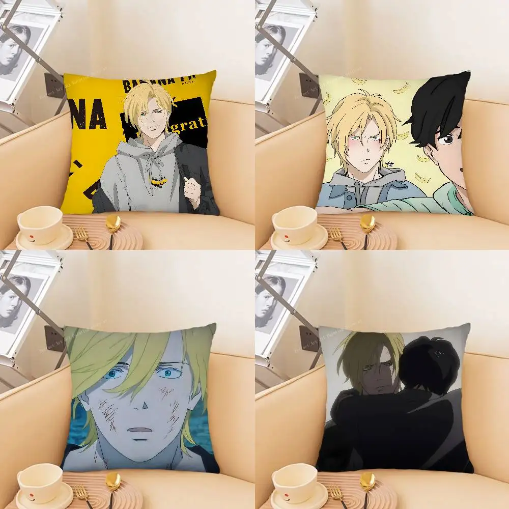 1 Stück Banana Fish Ash Lynx Eiji Okumura Kissenbezug, modischer quadratischer Kissenbezug für Schlafzimmer, Sofa, Zimmer, Ins-Dekoration, Freizeit