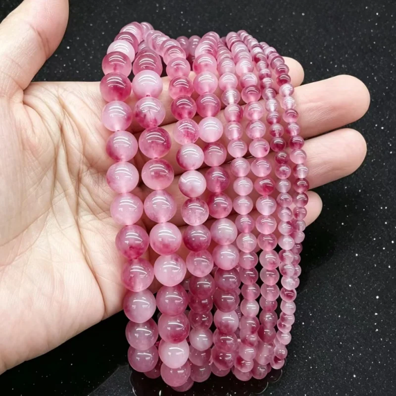 5A Natural Rose Red Agate Onyx Stone Beads Round Loose Spacer Tourmaline For Jewelry Making DIY Bracelets Accessory 15'' Strand