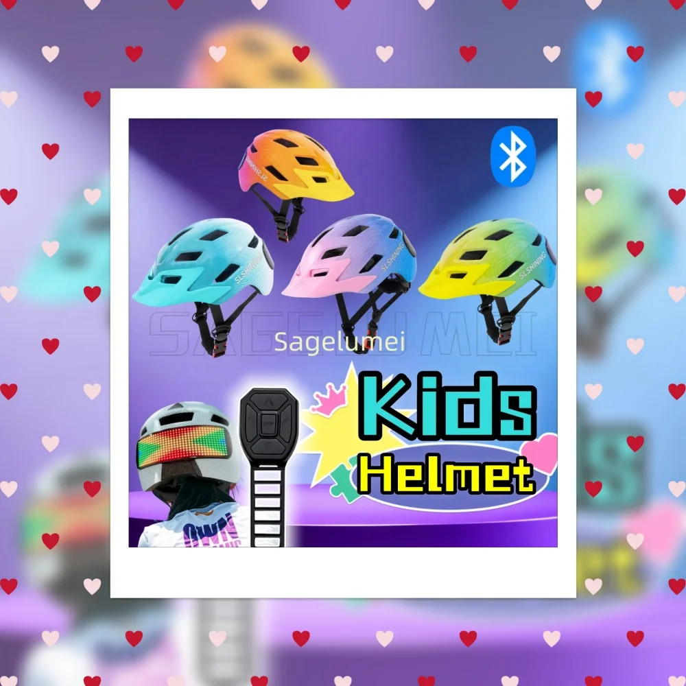Kids LED Display Cycling Skating Scooter Sports Bike Helmet with Lightweight Helmets with Flashing Lights and Remote APP Control