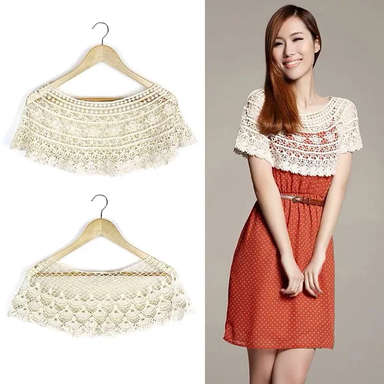 Lightweight Summer Knitted Lace Hollow out Short Coat Multi-Functional Women's Cover up Versatile Shoulder Length Outerwear