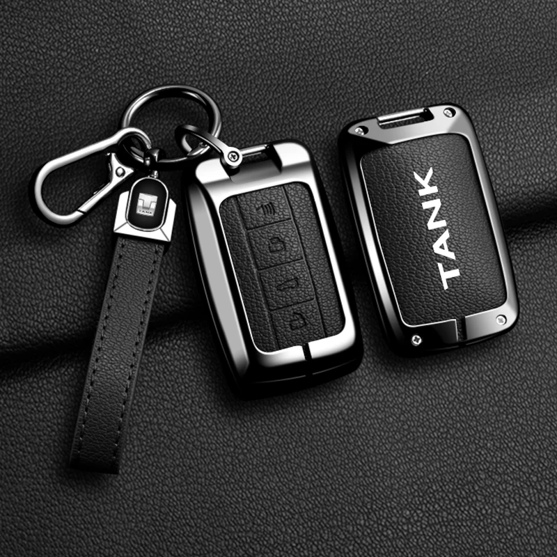 Car Zinc Alloy Leather Smart Control Smart Key Case Cover Holder Chain For Great Wall GWM WEY TANK 300 500 Tank300 Decoration 5