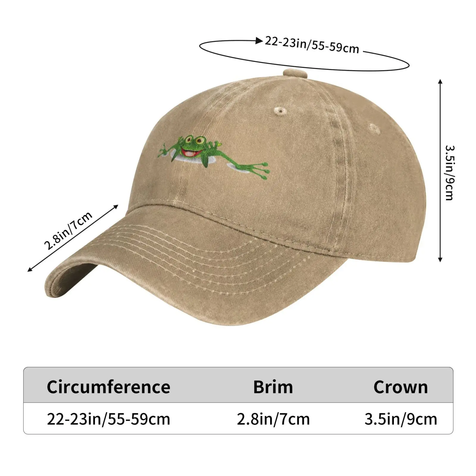 Frog Natural Baseball Caps Soft Trucker Hats for Men Women Denim Hats Outdoor Casual Sport All Seasons