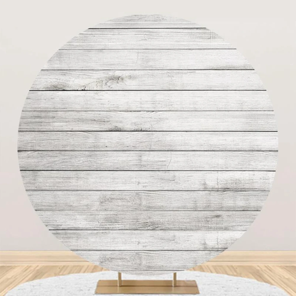 Rustic Wood Board Round Backdrop Cover Retro Wooden Plank Baby Shower Wedding Birthday Party Photography Background Photo Studio