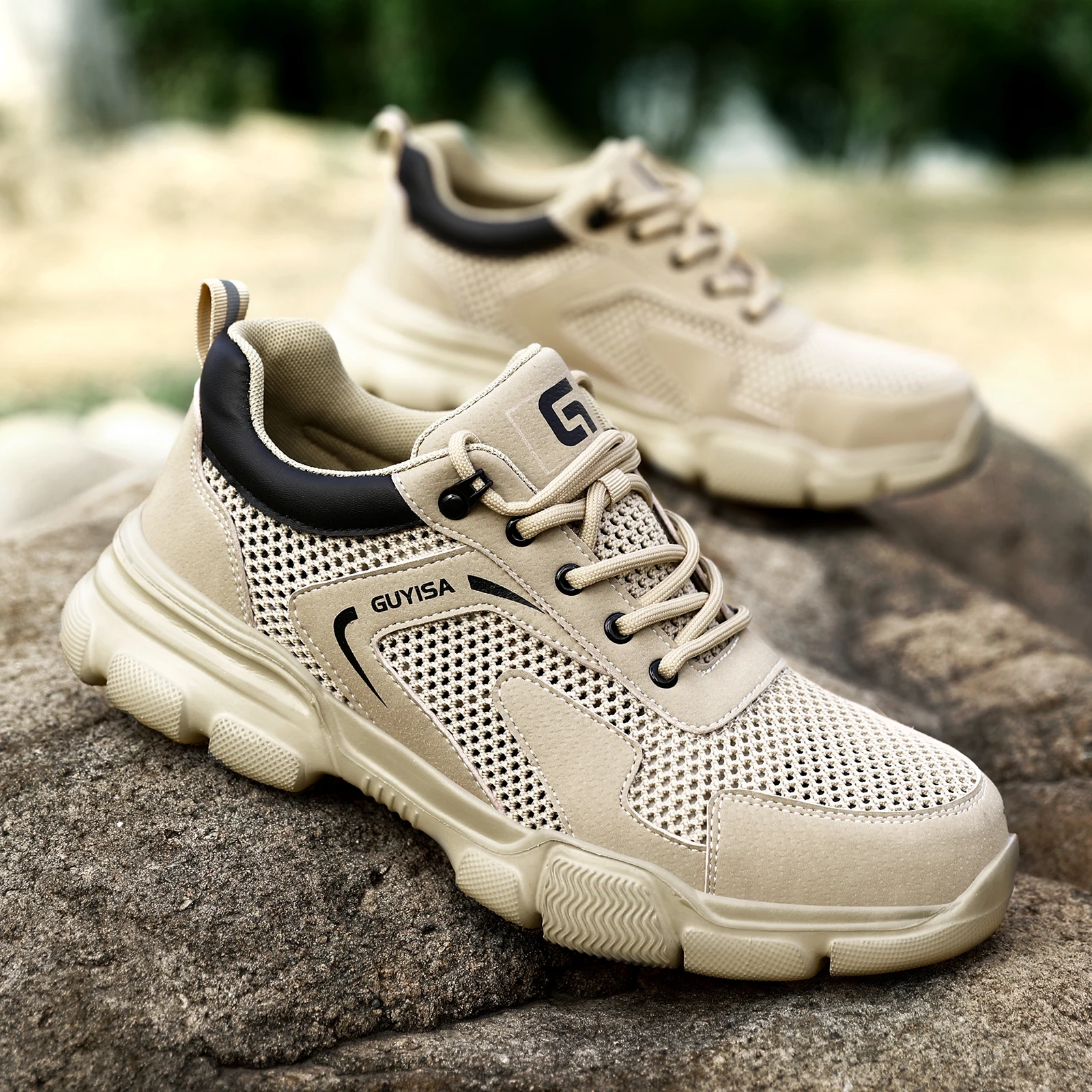 GUYISA Men's Anti-Shock and Anti-Penetration Work Shoes are Lightweight