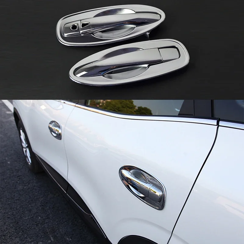 1 Juego de manija de puerta Exterior de coche, cubierta de marco de cuenco embellecedor ABS cromado, accesorios de tapa de decoración para Renault Kadjar 2015-2017