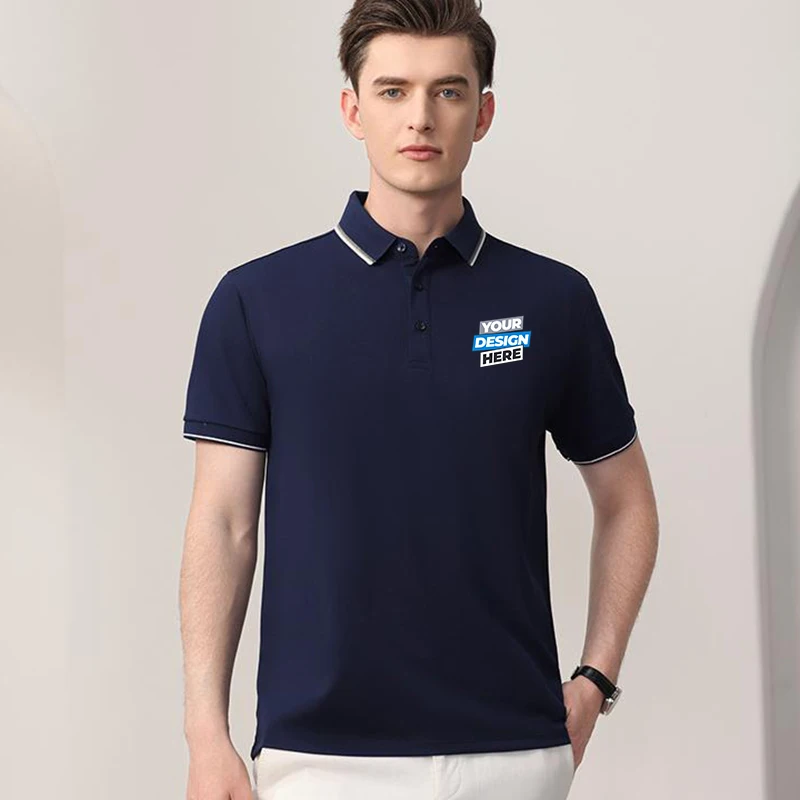 Angepasst LOGO Polo Shirt Männer Sommer männer Shorts Hülse Kontrast Farbe Polo Business Luxus Männer T Shirt Drucken LOGO LS-2411