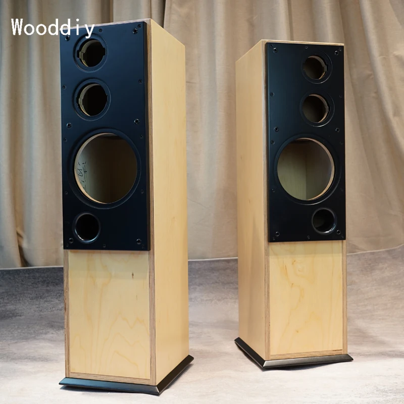 Wooddiy One Pair 10 Inch Three-way Speaker Empty Cabinet Floor Box Baltic Plywood Hifi Diy Opened Panel Acoustic Box