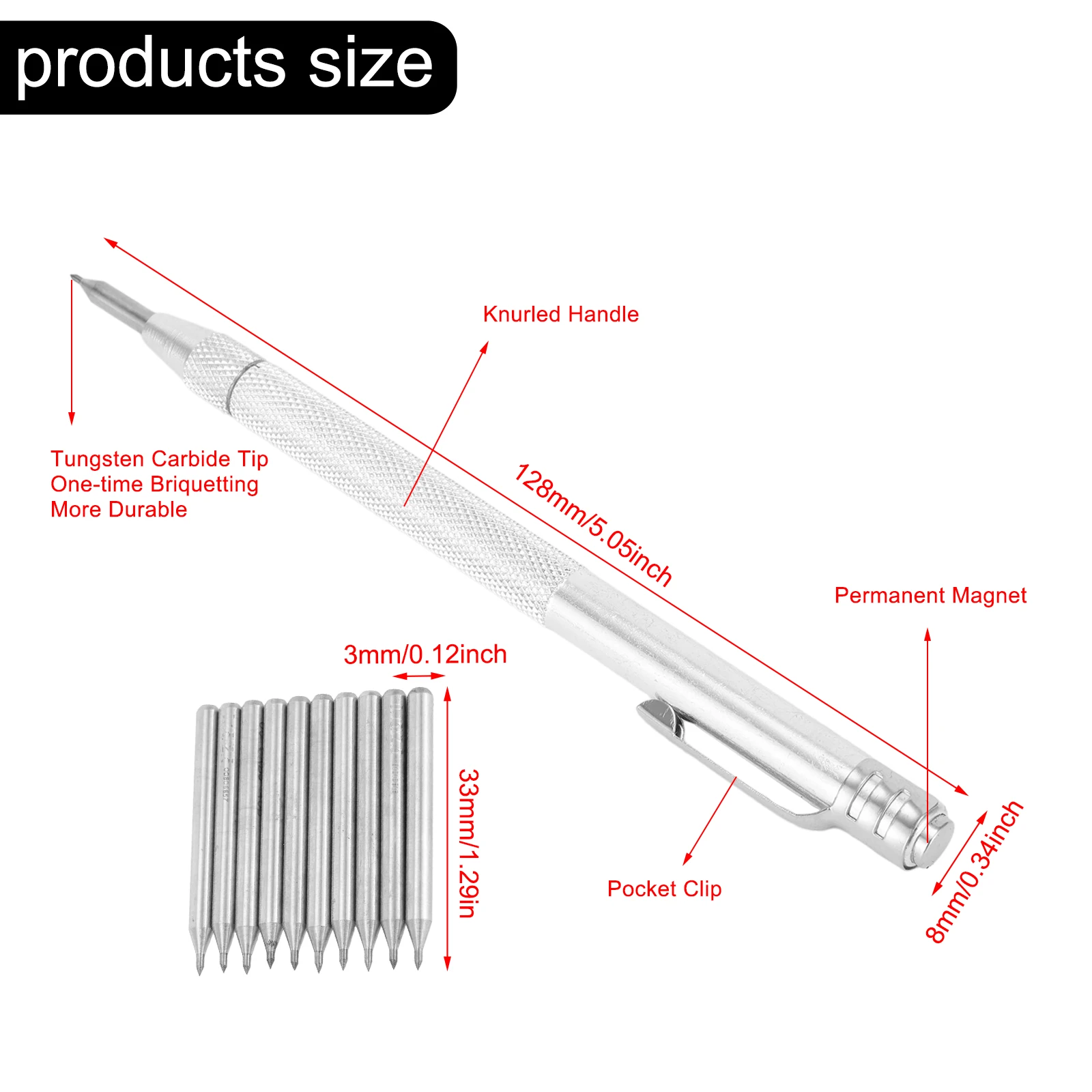Professional Carbide Tip Marking Pen 14cm Aluminum Scribe With Storage Chuck For Hard Materials
