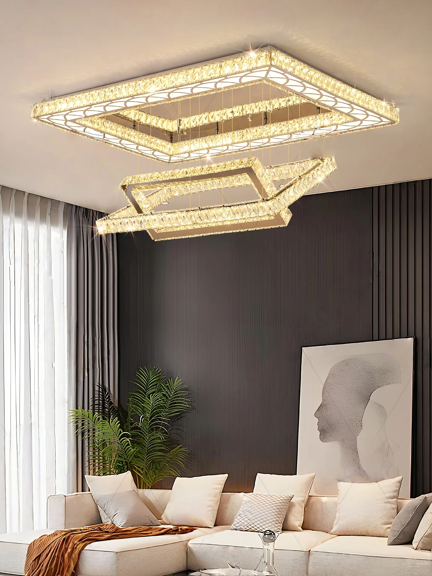 Modern Light Luxury Led Ceiling Crystal Light Home Decoration Living Room Bedroom Hotel Restaurant