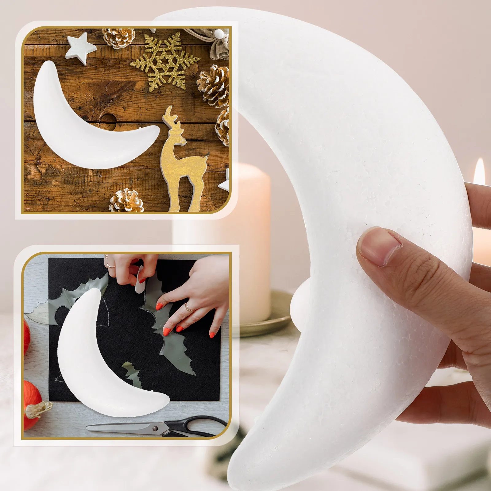 

10 шт., подвеска в виде луны, сферические украшения, белые украшения для рождественской елки «сделай сам», принадлежности для рукоделия, шарики из пенопласта, праздничные подарки