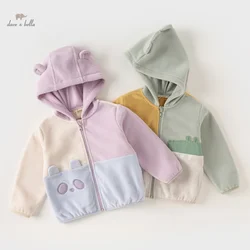 Dave Bella Children Boys Girls Fleece Jacket 2024 Spring New Fashion Casual Hooded Coat Tops Outerwear Outdoor Party DB1240158